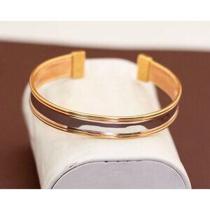 Vintage Shiny Gold Tone Concave Cuff Bracelet 7 1/2 inch - U7